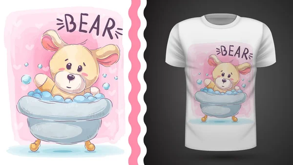 Bear wash - idea para imprimir camiseta — Vector de stock