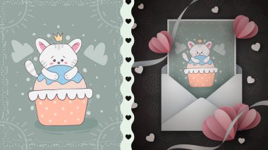 Tebrik kartı için tatlı kedi fikri.