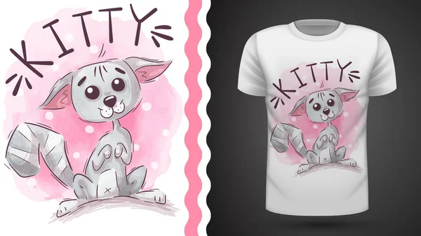 Pretty kitty - idea for print t-shirt — Stock Vector