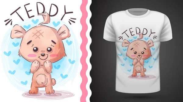 Teddy bear - idea for print t-shirt. — Stock Vector