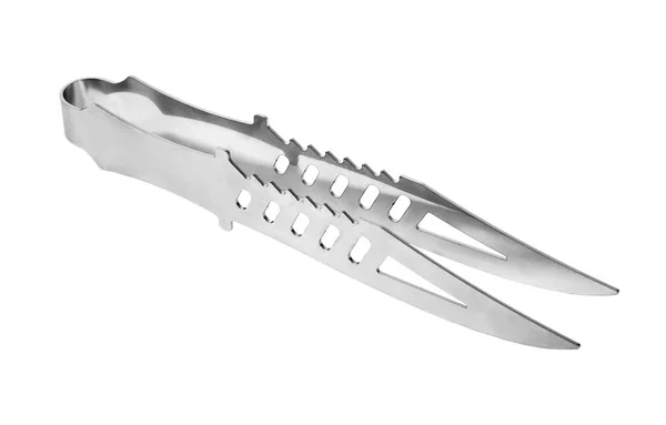Pinças de carvão isoladas num fundo branco. Forma de uma faca de caça . — Fotografia de Stock