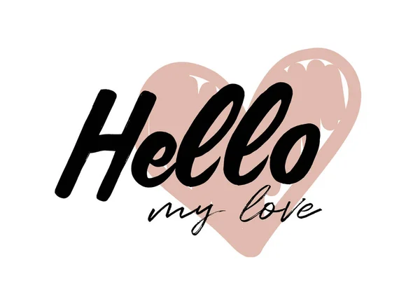 Merhaba Aşk Kartpostalım Sevgililer Günü Için Bir Deyim Bej Kalp — Stok fotoğraf