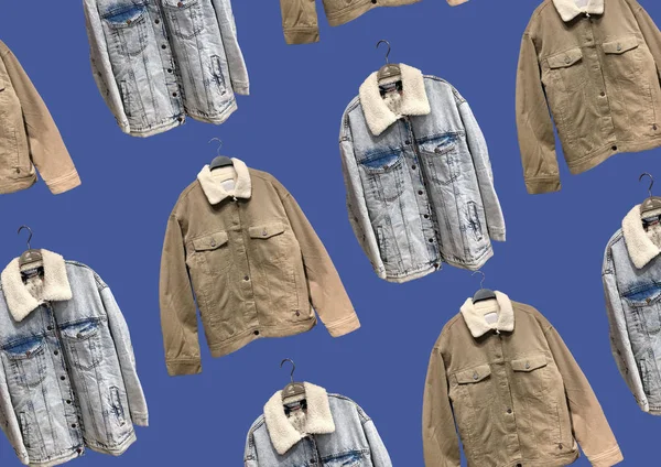 Blouson Décontracté Denim Bleu Motif Veste Velours Côtelé Une Sélection — Photo