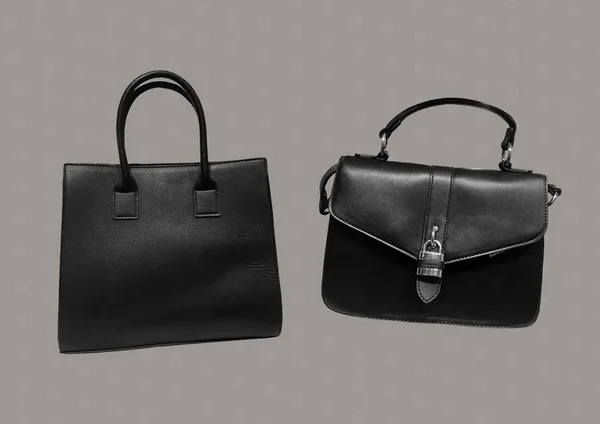 Svart Läder Satchel Bag Isolerad Brun Bakgrund Cambridge Style Satchel — Stockfoto