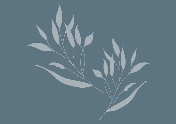在抽象的形状和线条上有精致的叶子分枝 抽象的创作背景 当代连续的单线绘图 叶和叶的植物复古质感 大学校园设计 — 图库照片