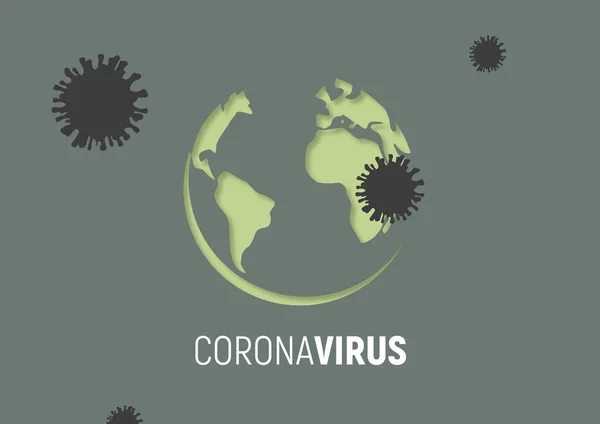 病気の広がり 症状や予防措置に対する意識と警告のためのコロナウイルスの単純なバナー 地球の周りの赤いウイルス細菌 ウイルスの流行が広がった 健康被害 — ストック写真