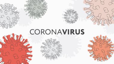 Koronavirüs hastalıkların yayılması, semptomlar ve önlemlere karşı farkındalık ve alarm için basit bir pankart. Zatürree hastalığı. Virüs salgını yayıldı. Tasarım çizimi şablonu. Coronavirus ikonu. Sağlık tehlikesi