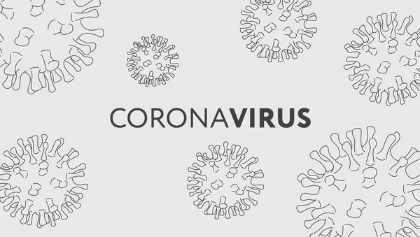病気の広がり 症状や予防措置に対する意識と警告のためのコロナウイルスの単純なバナー 肺炎の病気だ ウイルスの流行が広がった デザインイラストテンプレート コロナウイルスのアイコン 健康被害 — ストック写真