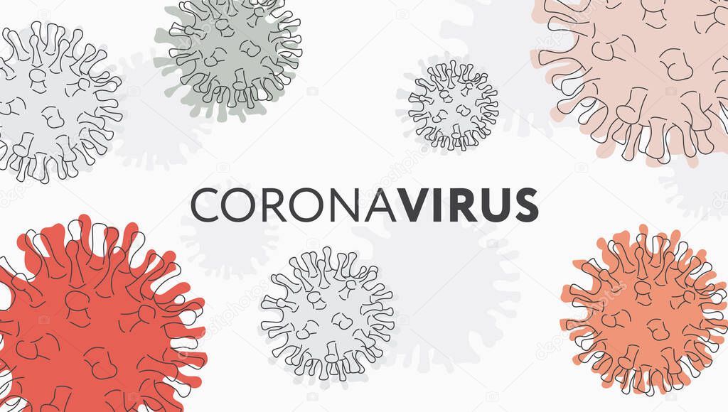 Coronavirus simple banner for awareness & alert against disease spread, symptoms or precautions. Pneumonia disease. Virus outbreak spread. Design illustration template. Coronavirus icon. Health hazard