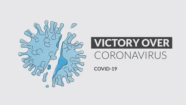 Victory Coronavirus Banner Destroyed Bacteria Covid 2019 Virus Outbreak Spread — Stock Photo, Image