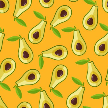 Avokadolar pürüzsüz desen, basitçe vektör çizimi  