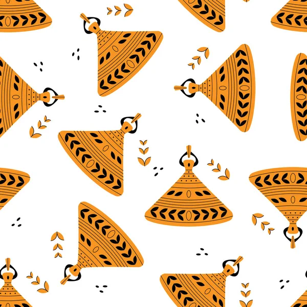 Afrikanische Hüte Nahtlose Muster Einfach Vektorillustration — Stockvektor