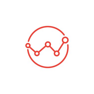 Beyaz Arkaplanda Kırmızı Simge Analiz Hattı. Kırmızı Düz Biçim Vektör İllüstrasyonu.