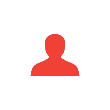 Beyaz Arkaplanda Avatar Kırmızı Simgesi. Kırmızı Düz Biçim Vektör İllüstrasyonu.