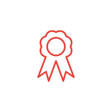 Rozet Hattı Beyaz Arkaplanda Kırmızı Simge. Kırmızı Düz Biçim Vektör İllüstrasyonu.