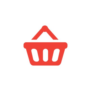 Beyaz Arkaplanda Kırmızı Sepet Simgesi. Kırmızı Düz Biçim Vektör İllüstrasyonu.