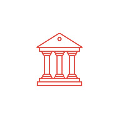 Beyaz Arkaplanda Banka Hattı Kırmızı Simgesi. Kırmızı Düz Biçim Vektör İllüstrasyonu.