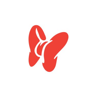 Beyaz Arkaplanda Kırmızı Yay Simgesi. Kırmızı Düz Biçim Vektör İllüstrasyonu.