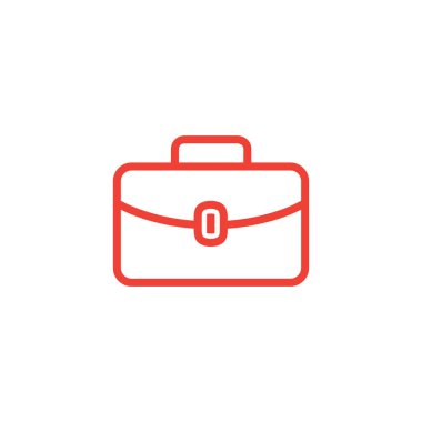 Beyaz Arkaplanda Kırmızı Simge Çantası. Kırmızı Düz Biçim Vektör İllüstrasyonu.