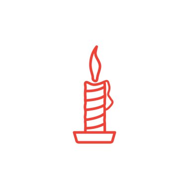 Mum Hattı Beyaz Arkaplanda Kırmızı Simge. Kırmızı Düz Biçim Vektör İllüstrasyonu.