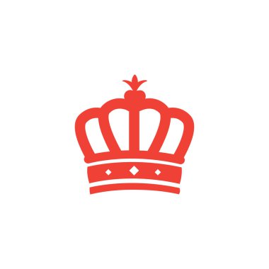 Beyaz Arkaplanda Kırmızı Taç Simgesi. Kırmızı Düz Biçim Vektör İllüstrasyonu.