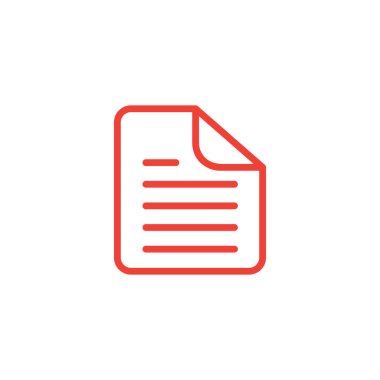 Beyaz Arkaplanda Kırmızı Simge Belgesi. Kırmızı Düz Biçim Vektör İllüstrasyonu.