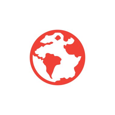 Beyaz Arkaplanda Küre Kırmızı Simgesi. Kırmızı Düz Biçim Vektör İllüstrasyonu.