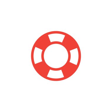 Beyaz Arkaplanda Kırmızı Simge Lifebuoy. Kırmızı Düz Biçim Vektör İllüstrasyonu.