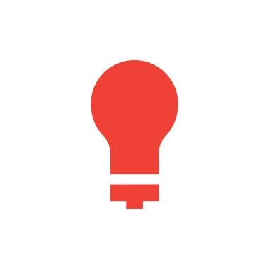 Beyaz Arkaplanda Kırmızı Ampul Simgesi. Kırmızı Düz Biçim Vektör İllüstrasyonu.