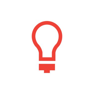 Beyaz Arkaplanda Kırmızı Ampul Simgesi. Kırmızı Düz Biçim Vektör İllüstrasyonu.