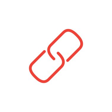 Beyaz Arkaplanda Bağlantı Hattı Kırmızı Simgesi. Kırmızı Düz Biçim Vektör İllüstrasyonu.