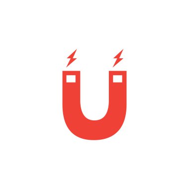 Beyaz Arkaplanda Kırmızı Mıknatıs Simgesi. Kırmızı Düz Biçim Vektör İllüstrasyonu.