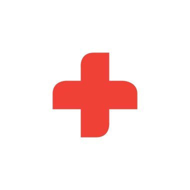 Beyaz arka planda Kızıl Haç ikonu. Kırmızı Düz Biçim Vektör İllüstrasyonu.