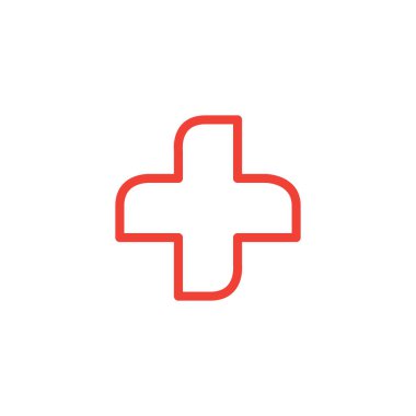 Beyaz arka planda kırmızı ikon. Kırmızı Düz Biçim Vektör İllüstrasyonu.