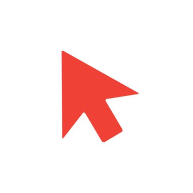 Beyaz Arkaplanda Fare İmleci Kırmızı Simge. Kırmızı Düz Biçim Vektör İllüstrasyonu.