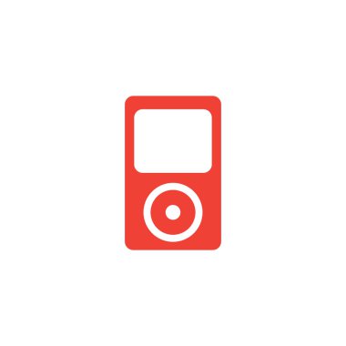 Beyaz Arkaplanda Müzik çalan Kırmızı Simge. Kırmızı Düz Biçim Vektör İllüstrasyonu.