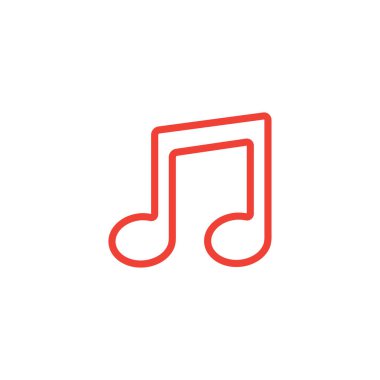 Müzik Defteri Beyaz Arkaplanda Kırmızı Simge. Kırmızı Düz Biçim Vektör İllüstrasyonu.