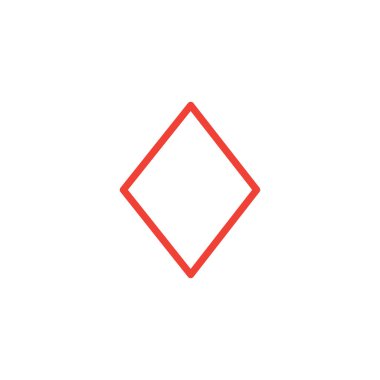 Beyaz Arkaplanda Elmas Çizgisi Kırmızı Simge Oynuyor. Kırmızı Düz Biçim Vektör İllüstrasyonu.