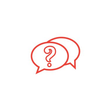 Beyaz arka planda kırmızı ikon sorusu. Kırmızı Düz Biçim Vektör İllüstrasyonu.