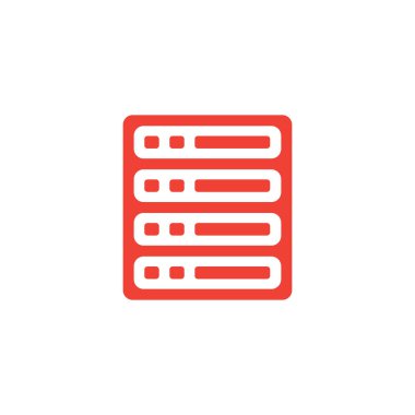 Beyaz Arkaplanda Kırmızı Simge Sunucusu. Kırmızı Düz Biçim Vektör İllüstrasyonu.