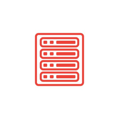 Beyaz Arkaplanda Kırmızı Simge Sunucusu. Kırmızı Düz Biçim Vektör İllüstrasyonu.