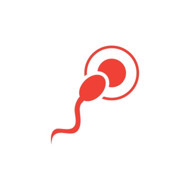 Beyaz Arkaplanda Kırmızı Sperm Simgesi. Kırmızı Düz Biçim Vektör İllüstrasyonu.