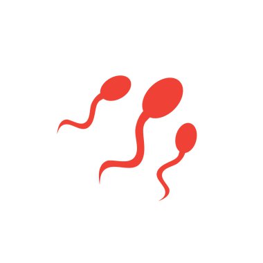 Beyaz Arkaplanda Kırmızı Sperm Simgesi. Kırmızı Düz Biçim Vektör İllüstrasyonu.