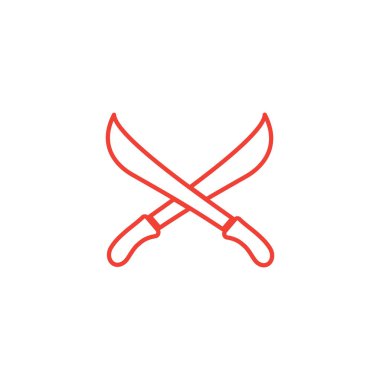 Kılıç Çizgisi Kırmızı Simge Beyaz Arkaplanda. Kırmızı Düz Biçim Vektör İllüstrasyonu.