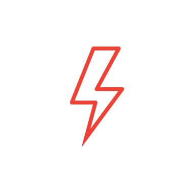 Thunderbolt Hattı Beyaz Arkaplanda Kırmızı Simge. Kırmızı Düz Biçim Vektör İllüstrasyonu.
