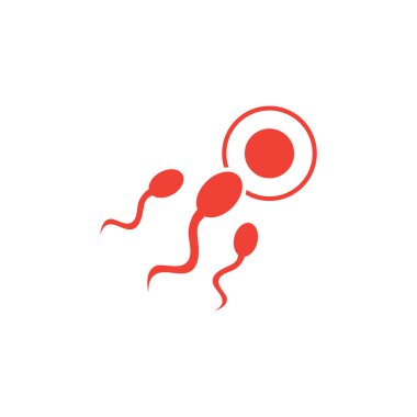 Beyaz Arkaplanda Kırmızı Sperm Simgesi. Kırmızı Düz Biçim Vektör İllüstrasyonu.