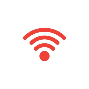 Beyaz arka planda Wi-Fi Red Icon. Kırmızı Düz Biçim Vektör İllüstrasyonu