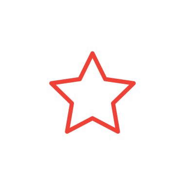 Beyaz Arkaplanda Kırmızı Yıldız Çizgisi Simgesi. Kırmızı Düz Biçim Vektör İllüstrasyonu.