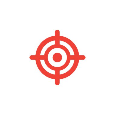 Hedef Kırmızı Simge Beyaz Arkaplanda. Kırmızı Düz Biçim Vektör İllüstrasyonu.