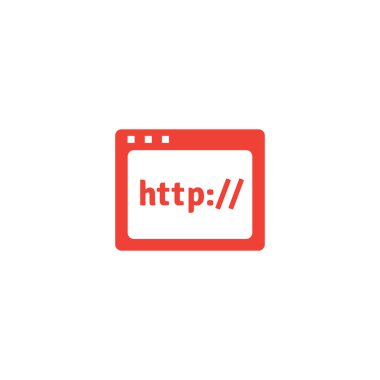 Beyaz Arkaplanda Kırmızı Simge Web Sayfası. Kırmızı Düz Biçim Vektör İllüstrasyonu
